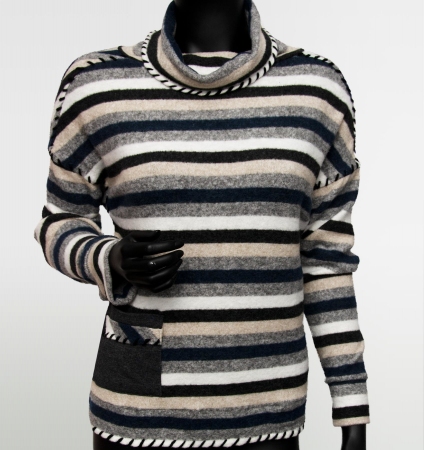 DZIANINA ANGORKA STRIPES BLACK/GREY/NAVY