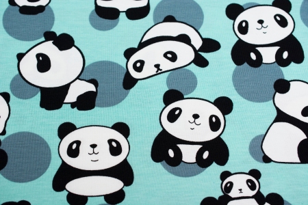 DZIANINA BAWEŁNIANA SINGIEL PANDA AQUA