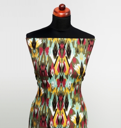 DZIANINA BAWEŁNIANA ETNO PRINT OLIVE