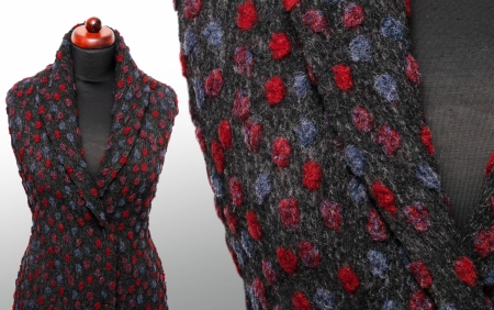 DZIANINA WEŁNIANA BUBBLE RED/NAVY