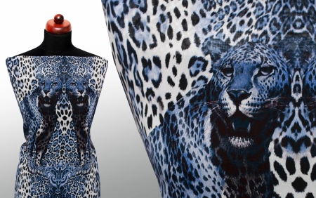 ŻORŻETA WISKOZOWA LEOPARD BLUE