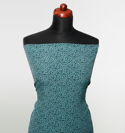 TKANINA WISKOZOWA TINY FLOWERS TURQUOISE