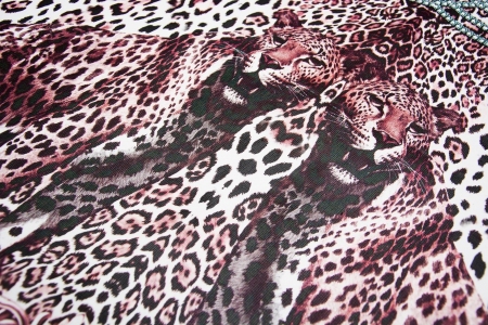 TKANINA SZYFON LEOPARD BURGUNDY