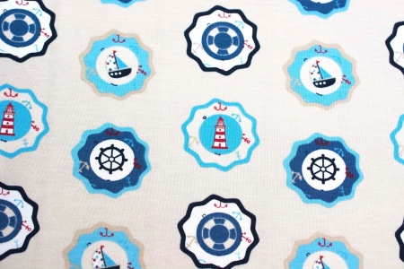 DZIANINA BAWEŁNIANA SINGIEL SAILOR PATTERN BEIGE