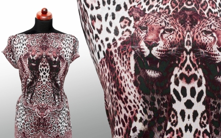 TKANINA SZYFON LEOPARD BURGUNDY