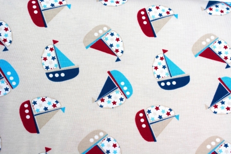 DZIANINA BAWEŁNIANA SINGIEL SAILOR BOAT BEIGE
