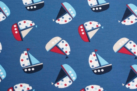 DZIANINA BAWEŁNIANA SINGIEL SAILOR BOAT NAVY