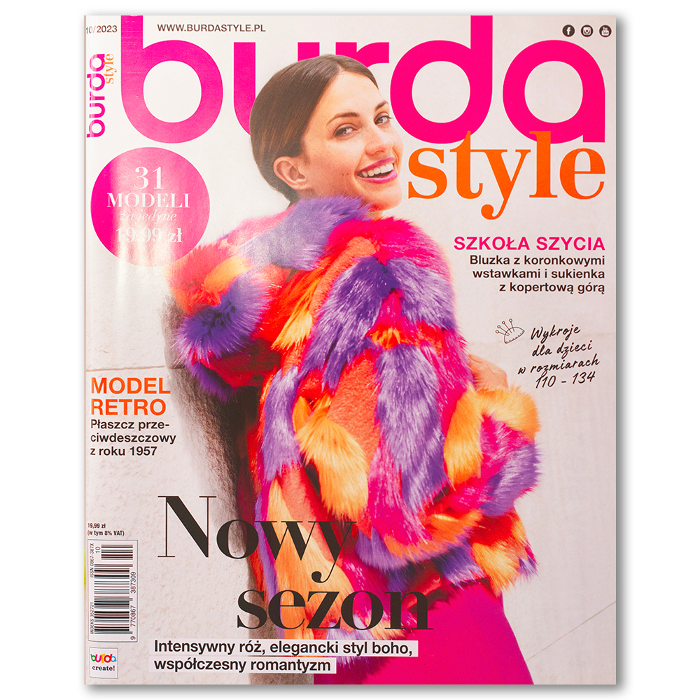 Burda Style to klasyczne wydanie pełne 30 różnorodnych modeli, od codziennych fasonów po bardziej zaawansowane projekty.
