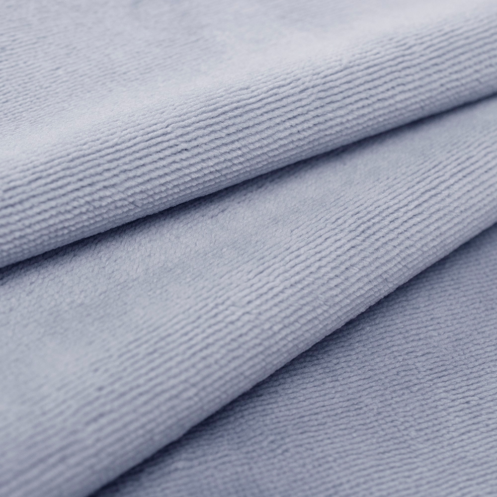 Tkanina Frotte wykonana z mieszanki włókien bawełnianych oraz bambusowych.