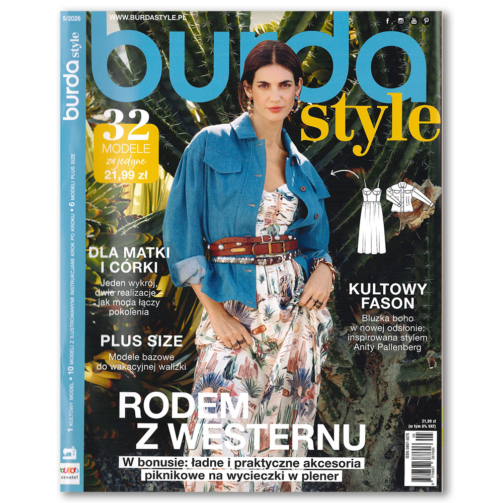 Burda Style to klasyczne wydanie pełne 32 różnorodnych modeli, od codziennych fasonów po bardziej zaawansowane projekty.
