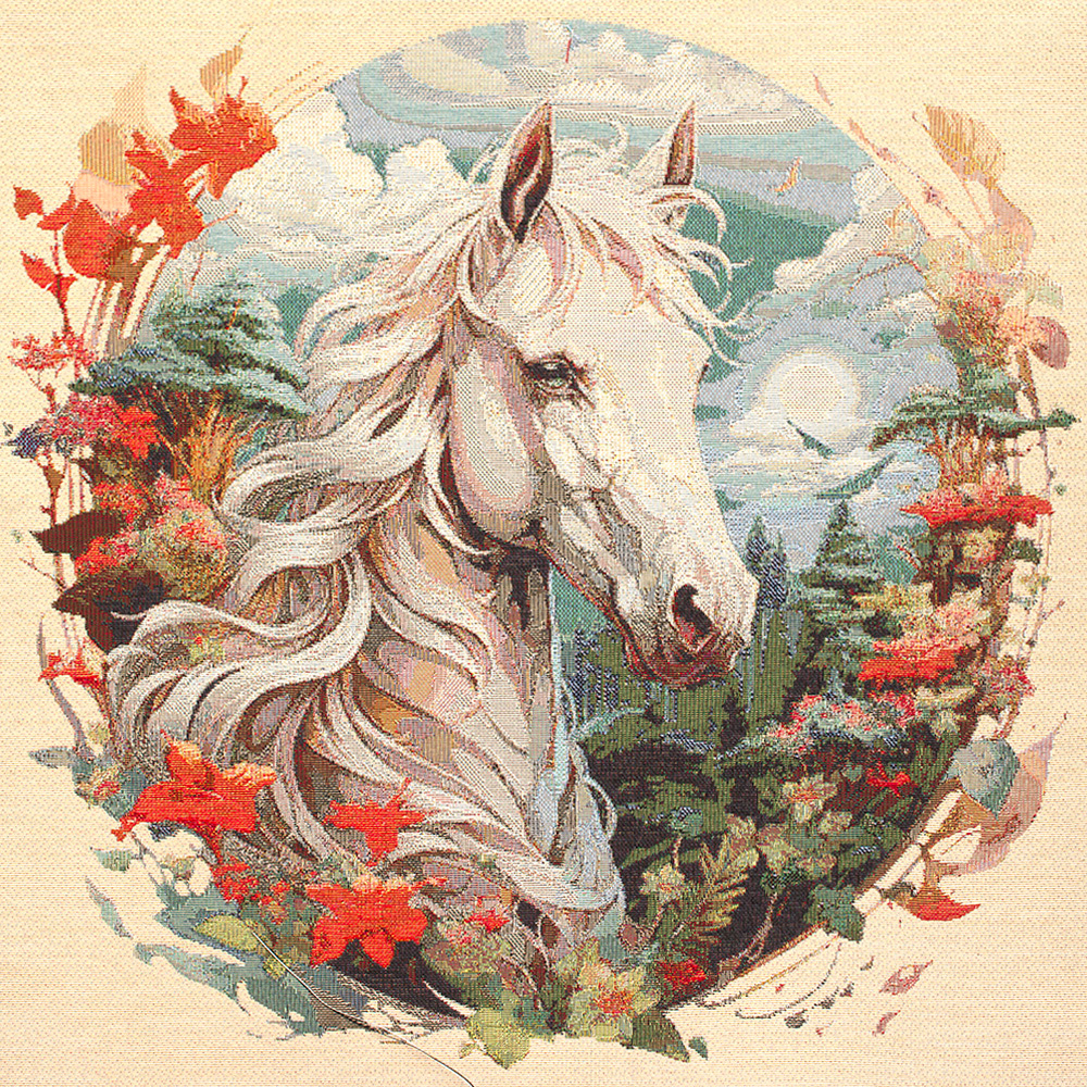 Tkanina żakardowa gobelinowa, panel na poduszkę, doskonale dopełni wystrój wnętrza.