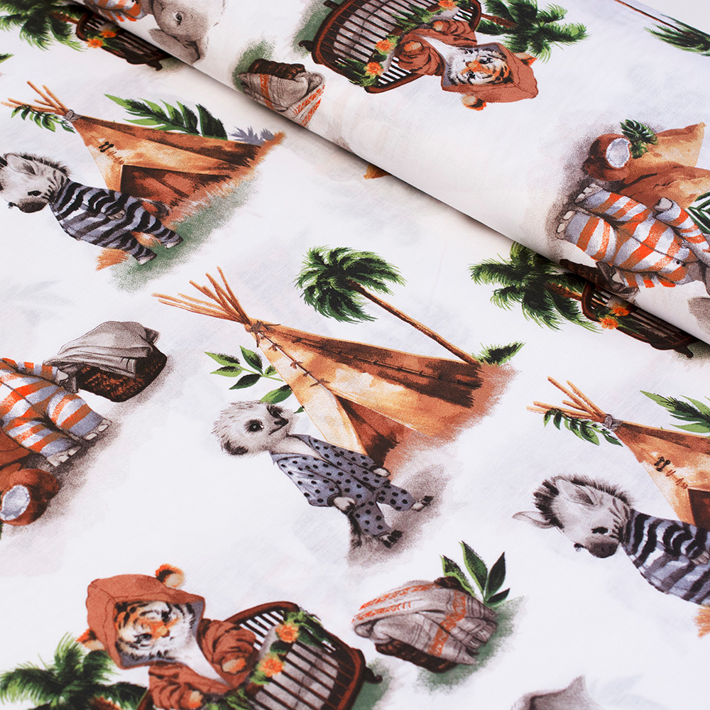 Tkanina bawełniana o splocie płóciennym, wyprodukowana w Polsce.