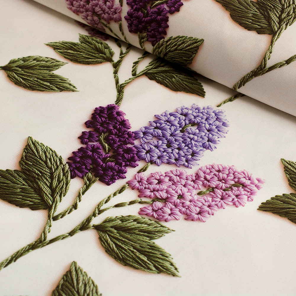 Wzorzysta tkanina dekoracyjna typu Milas, w pięknym wzorze z motywem liści palmy.