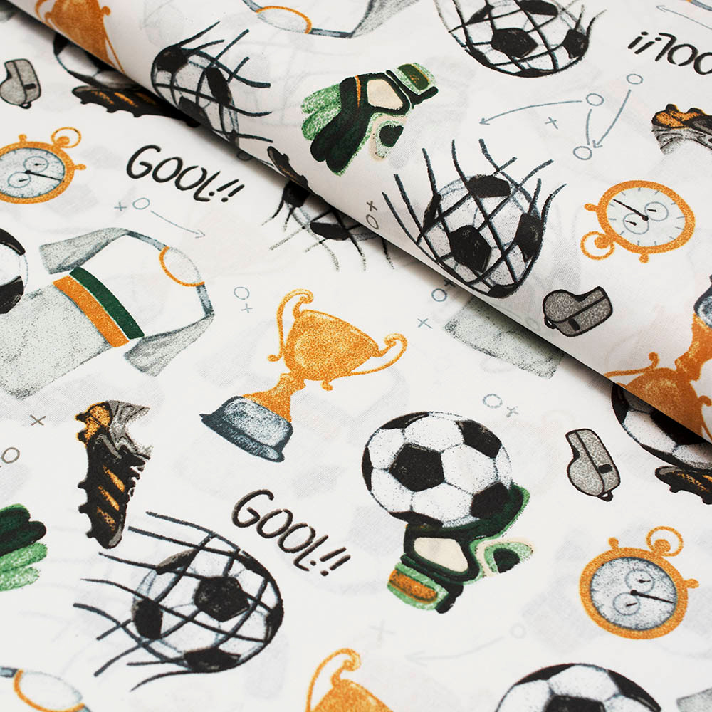 Tkanina bawełniana o splocie płóciennym, wyprodukowana w Polsce.