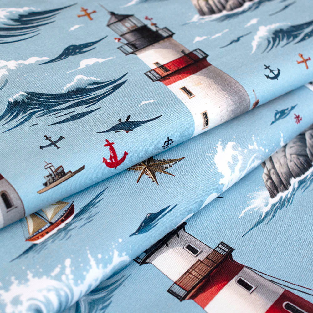 Wzorzysta dzianina bawełniana - Singiel - wykonana z naturalnych włókien, jest oddychająca, miękka i bardzo przyjemna dla skóry.