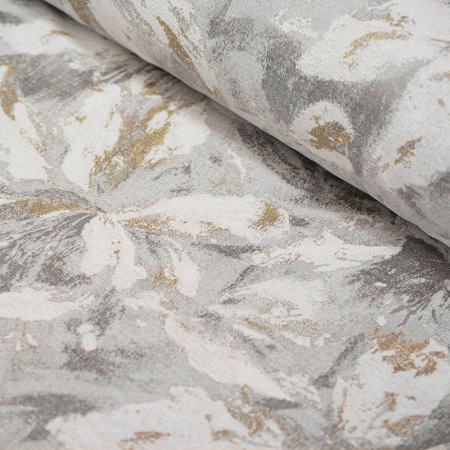 Stylowa tkanina zasłonowa typu żakardowego z modnym motywem kwiatów, doskonale podkreśla charakter wnętrza.