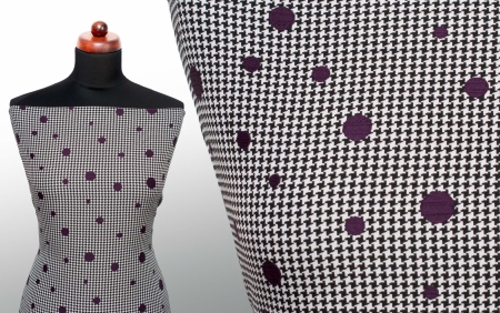 TKANINA ŻAKARDOWA PEPITE & DOTS VIOLET