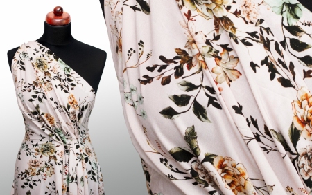 TKANINA WISKOZOWA VINTAGE BLOSSOM ROSEWEATER