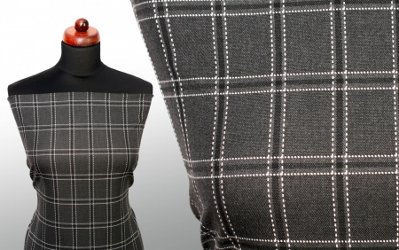 TKANINA WISKOZOWA WHITE/BLACK CHECK