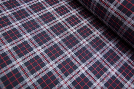 TKANINA WISKOZOWA KRATA DARK NAVY&RED