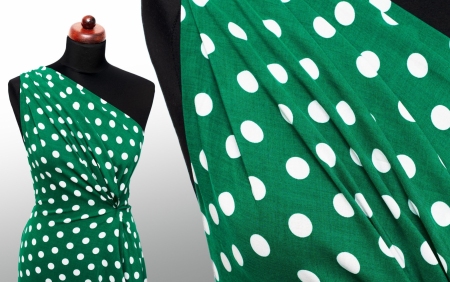 TKANINA WISKOZOWA SUMMER DOTS MINI GREEN