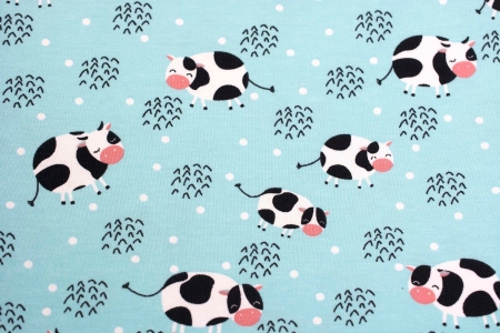 DZIANINA BAWEŁNIANA SINGIEL COW AQUA