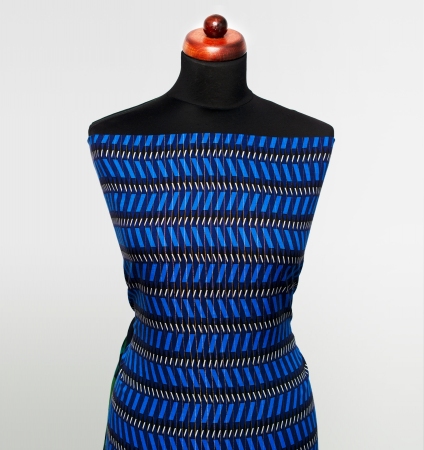 TKANINA WISKOZOWA BLUE PATTERN