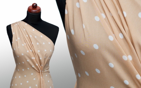 TKANINA WISKOZOWA SPRING DOTS BEIGE