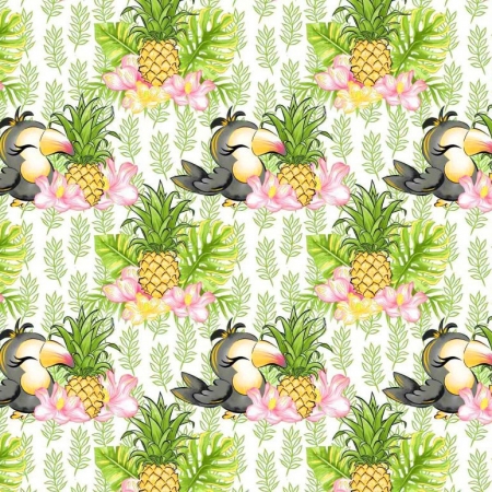 PŁÓTNO BAWEŁNIANE TOUCAN IN THE GRASS ECRU