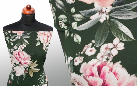 TKANINA SZYFON VINTAGE ROSE GREEN