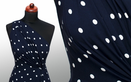 TKANINA WISKOZOWA SPRING DOTS NAVY