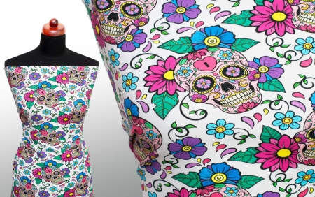 DRESÓWKA SKULL & FLOWERS ECRU
