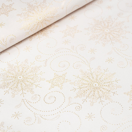 Tkanina obrusowa typie żakardowym w pięknym, świątecznym wzorze.