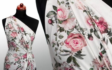 TKANINA WISKOZOWA ROSES ECRU