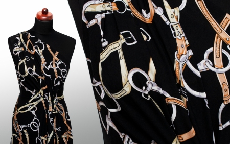TKANINA WISKOZOWA LEATHER CHAINS BLACK