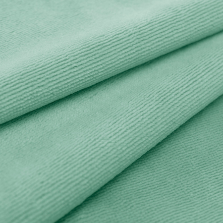 Tkanina Frotte wykonana z mieszanki włókien bawełnianych oraz bambusowych.