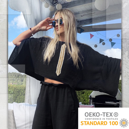 Muślin bawełniany – przyjemna w dotyku tkanina, wykonana z cienkich, skręconych włókien bawełny.