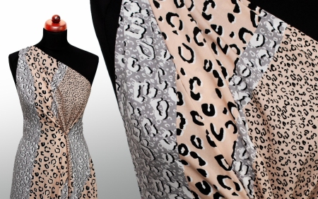 TKANINA WISKOZOWA PEACH&GREY ANIMAL SKIN
