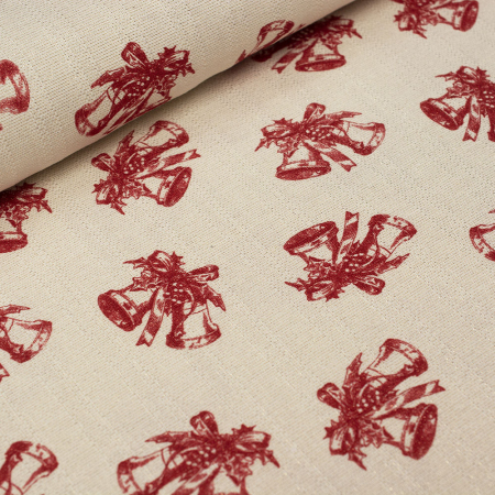 Bawełniana tkanina dekoracyjna w świątecznym wzorze, z dodatkiem złotej metalicznej nici.