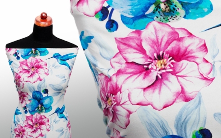 DRESÓWKA BIRD & BLOSSOM AZURE/FUCHSIA
