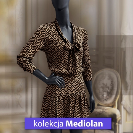 Wiskoza satynowa Mediolan - wzorzysta tkanina klasy premium, w delikatnym, eleganckim połysku.