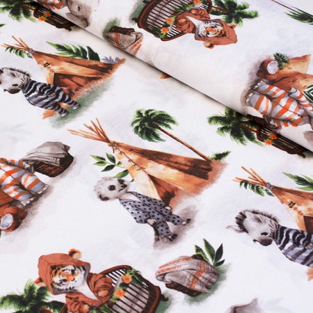 Tkanina bawełniana o splocie płóciennym, wyprodukowana w Polsce.