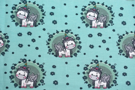 DZIANINA BAWEŁNIANA SINGIEL UNICORN AQUA