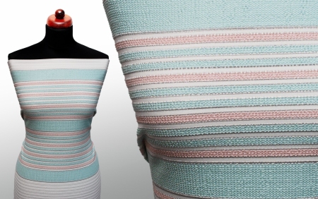 TKANINA ŻAKARDOWA STRIPES AQUA/PINK