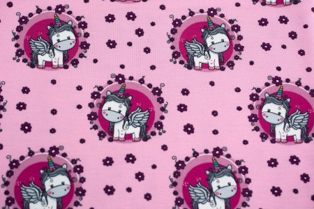 DZIANINA BAWEŁNIANA SINGIEL UNICORN PINK