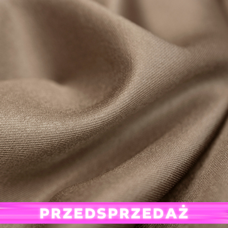 Elegancka tkanina wykonana z włókien satynowych, wyróżniająca się subtelnym połyskiem oraz charakterystyczną strukturą splotu.