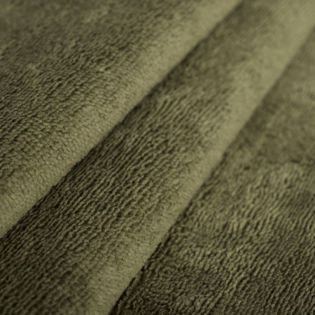 Tkanina Frotte wykonana z mieszanki włókien bawełnianych oraz bambusowych.