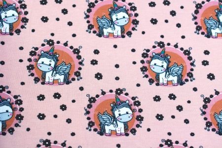 DZIANINA BAWEŁNIANA SINGIEL UNICORN PEACH