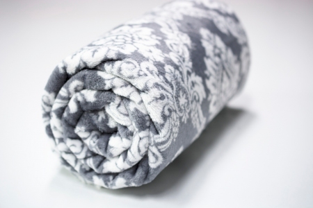 MINKY WELUR FLORAL PATTERN GREY II STRONNY