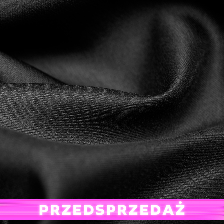 Elegancka tkanina wykonana z włókien satynowych, wyróżniająca się subtelnym połyskiem oraz charakterystyczną strukturą splotu.